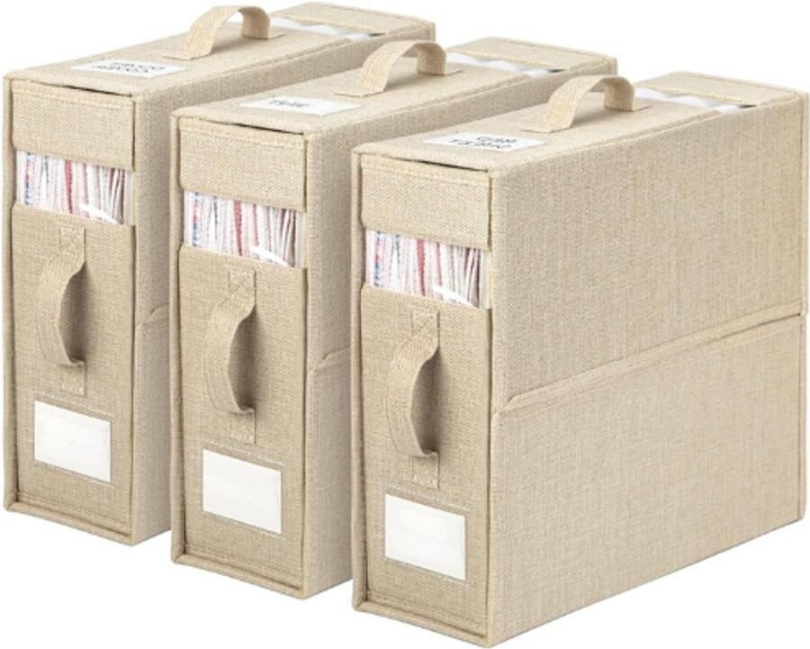 PEAM Beddengoed Organizer 3-Delige Set Opvouwbaar Geschikt Voor Kingsize & Queensize Dekens & Lakens Beige