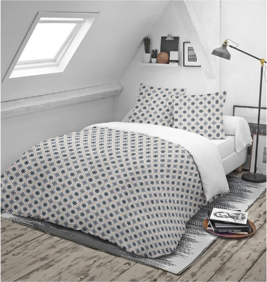 PEAM Bedrukt Of Effen Dekbed 140x200 Cm – Getemperd En Onderhoudsvriendelijk – Eco Responsable – Gemaakt In Frankrijk – Wit Grijs Dekbed Voor Eenpersoonsbed