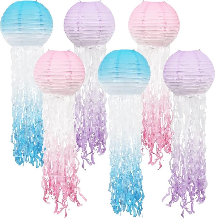 PEAM Betoverende Papieren Lantaarnset Voor Kerst 6 Stuks Ronde Lampenkappen Voor Feestelijke Decoratie