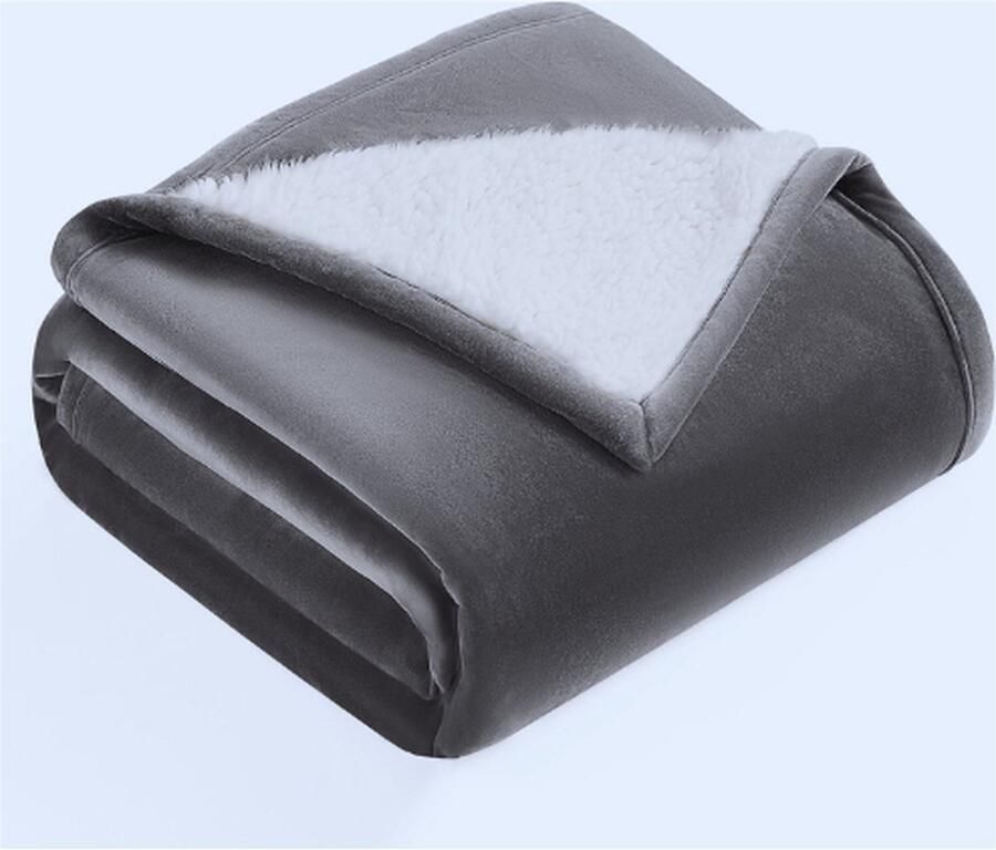 PEAM Bliss Sherpa Plaid Gezellige Omkeerbare Accentdeken Moderne Woondecoratie Comfortabele en Decoratieve Deken voor Bed of Bank 127 x 177 cm Brandhoutkleur