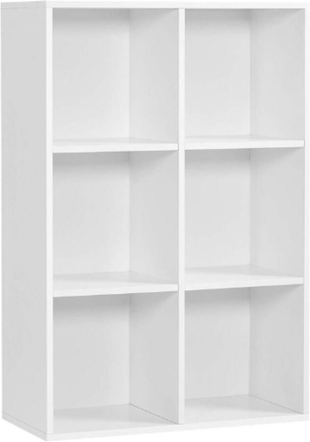 PEAM Boekenkast met 6 Vakken Houten Rek Kubusrek Opbergkast 65 5 x 97 5 x 30 cm Wit Groot