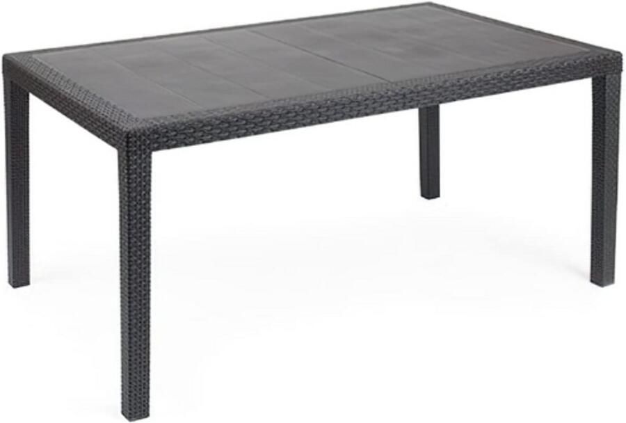 PEAM Buitentafel Rechthoekig Hardharsstructuur Met Rotaneffect 150x90x72 Cm Made In Italy Tuintafel Antraciet