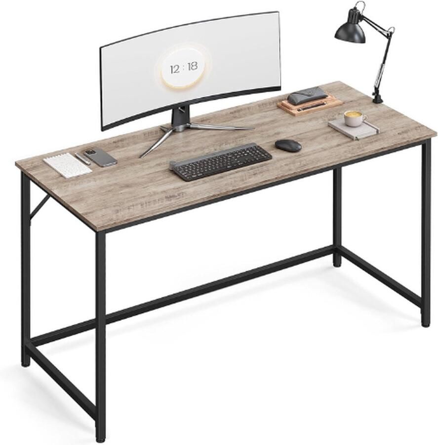 PEAM Bureau – Computerbureau voor Werkkamer of Slaapkamer 60 x 140 x 76 cm Industrieel Ontwerp Metalen Frame Grijs-Zwart