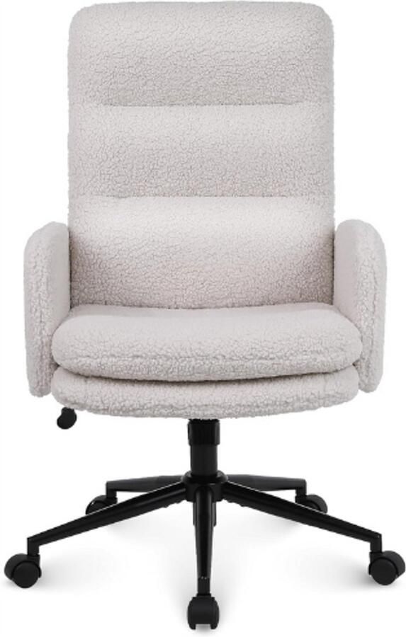 PEAM Bureaustoel Comfortabele & Stijlvolle Hoge Rug Bureaustoel Verstelbare Hoogte Crème