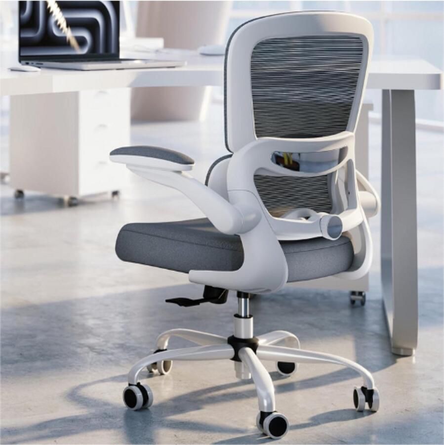 BOG Bureaustoel Bureaustoelen Mesh Computerstoel Met Wieltjes Ergonomische Bureaustoel In Hoogte Verstelbaar Draaistoel Werkstoel Grijs