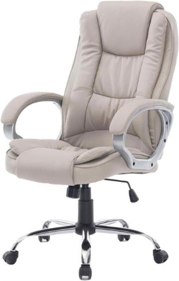 PEAM Bureaustoel Met Kunstlederen Bekleding Ergonomisch Design Verstelbare Hoogte Comfortabele Zitting Beige Taupe Kleur Voor Thuis En Kantoor