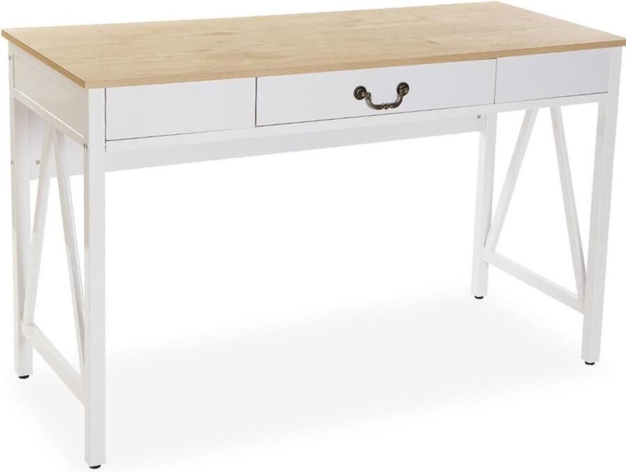 PEAM Christoph Computerbureau Bureau voor Slaapkamer of Studie Gamingtafel met Lade Afmetingen H x B x D 76 x 45 x 120 cm Hout en Metaal Kleur Bruin en Wit