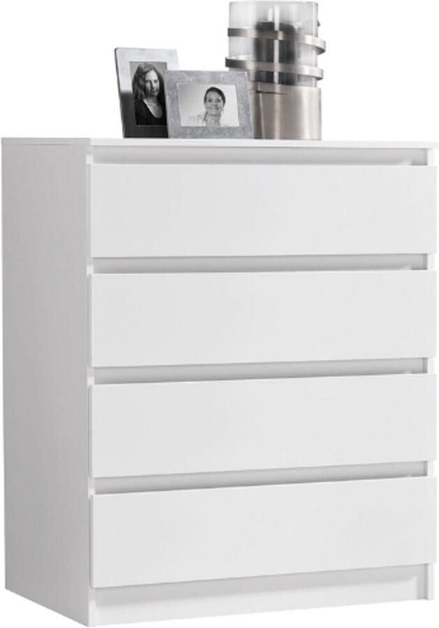 PEAM Commode Met 4 Laden 80x100 Cm Commode Wit Smal Houten Kast Dressoir Highboard Voor Slaapkamer Woonkamer Hal Kantoor