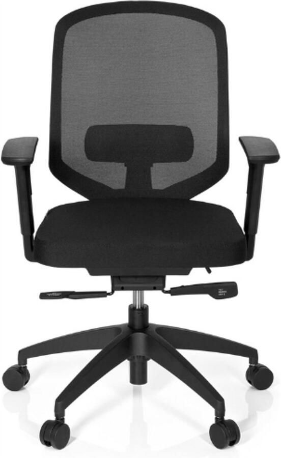 PEAM Delight Pro 657615 Professionele Draaistoel Van Stof Zwart Gevoerde Bureaustoel Armleuningen Zitdiepte En Lendensteun Verstelbaar
