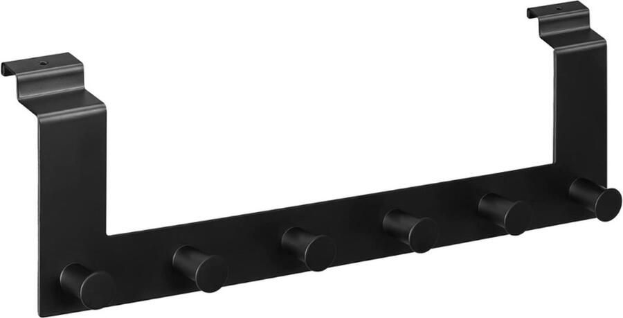 PEAM Deurhanger Kapstok 6 Haken Voor Opdekdeuren Zwart Hang kleding of handdoeken gemakkelijk op met deze handige deurhanger kapstok voorzien van 6 haken en geschikt voor opdekdeuren in elke kamer.