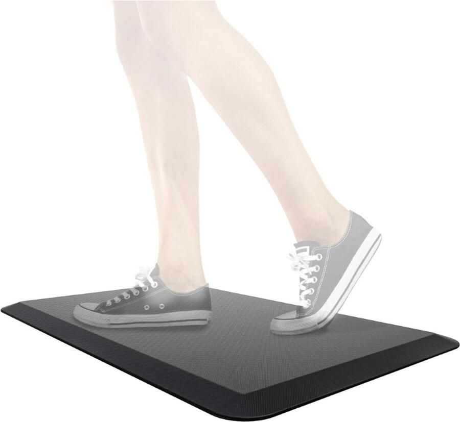 PEAM DM MAT1 Antivermoeidheidsmat Antislip Zwart 81 x 51 cm Comfort en Verlichting Voor Voeten Heupen Benen Rug Gedempte Keukenvloermat Ondersteunt Staand Werken Aan Bureau