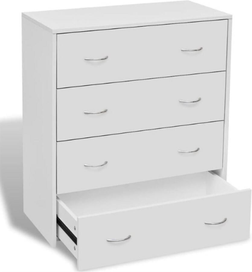 PEAM Dressoir Met 4 Lades Wit Ladekast Kasje Wandmeubel Voor Woonkamer Slaapkamer Hal Modern Opbergkastje