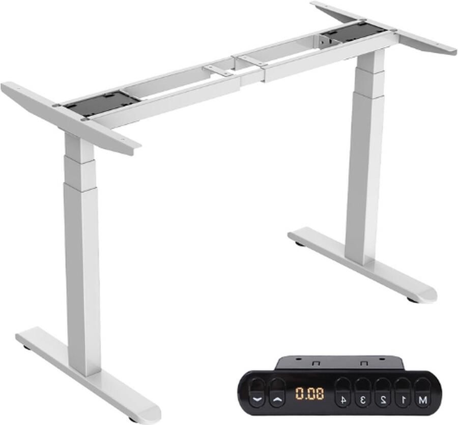 PEAM Elektrisch Bureau Frame Met Dubbele Motors In Hoogte Verstelbaar Bureauframe 64 Tot 129 Cm Verstelbaar Tafelframe Met Memory Panel Wit