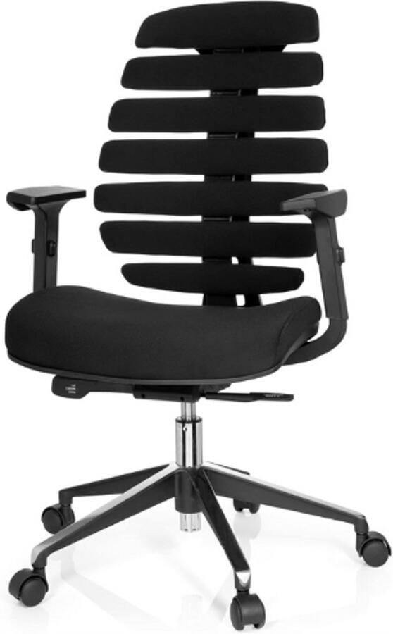 PEAM Ergo Line II Professionele Bureaustoel Inclusief Lendensteun In Hoogte Verstelbare Armleuningen Stof Zwart