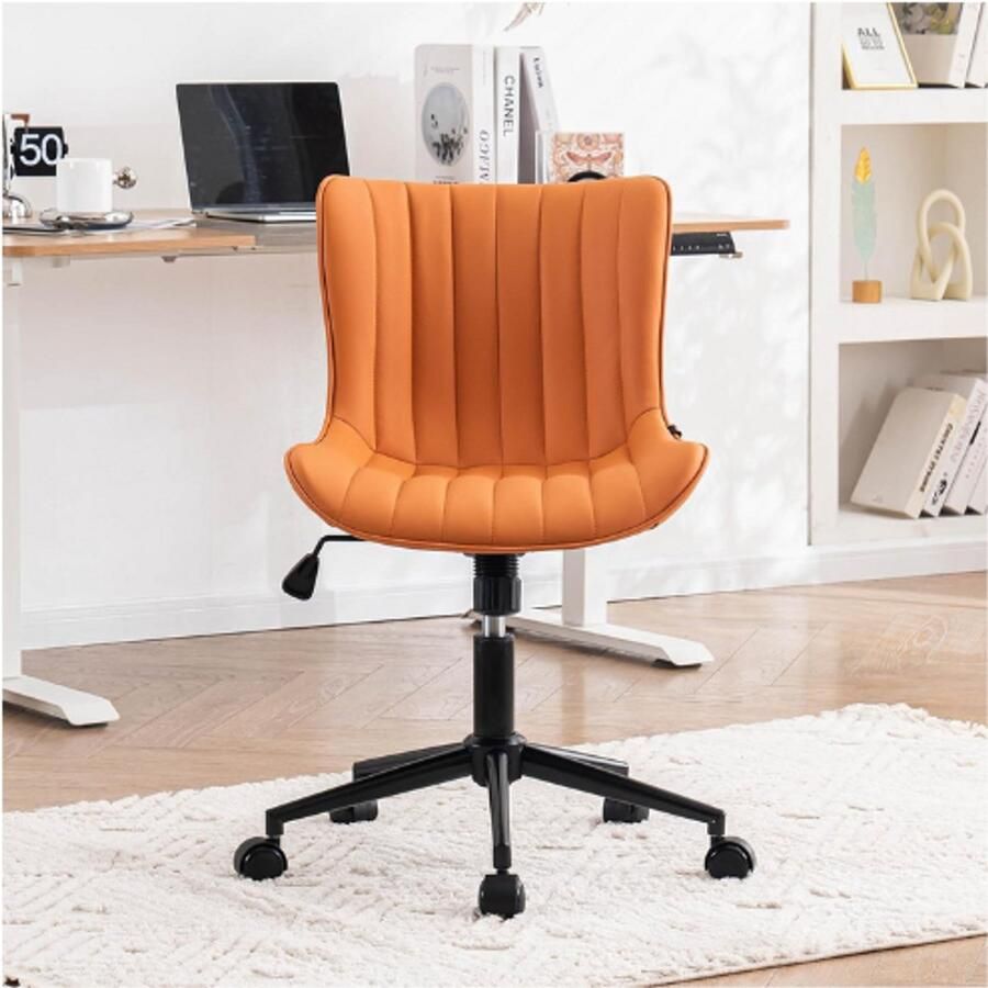 PEAM Ergonomische Bureaustoel Camel In Hoogte Verstelbare Draaistoel Met PU Leer En Kantelfunctie Computerstoel Met Wielen 136 Kg Belastbaar Comfortabele Werkstoel