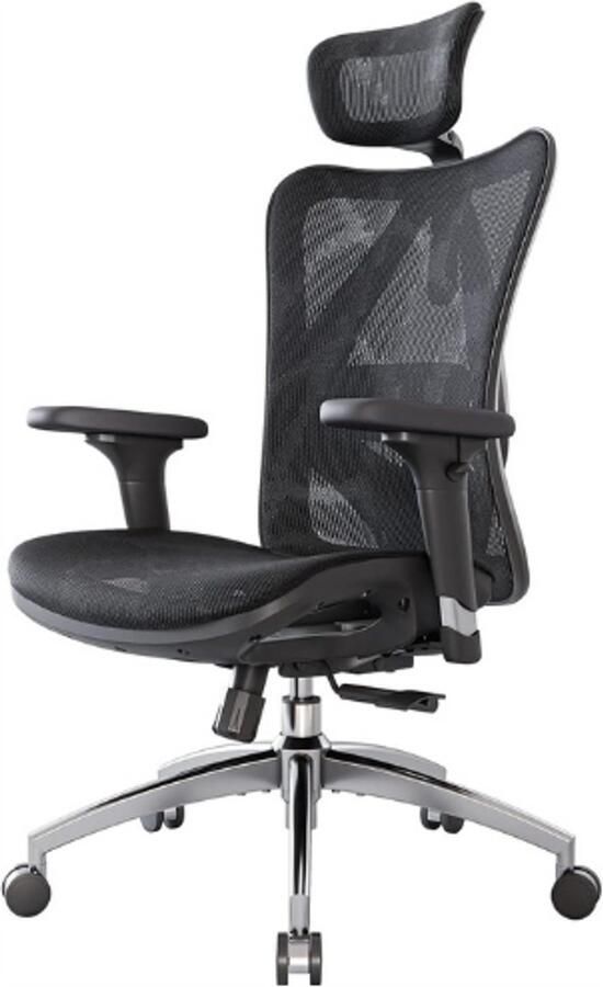 PEAM Ergonomische Bureaustoel Verstelbare 3D Rugleuning Ademend Netweefsel Lendensteun & Armleuningen Modern Design Zwart