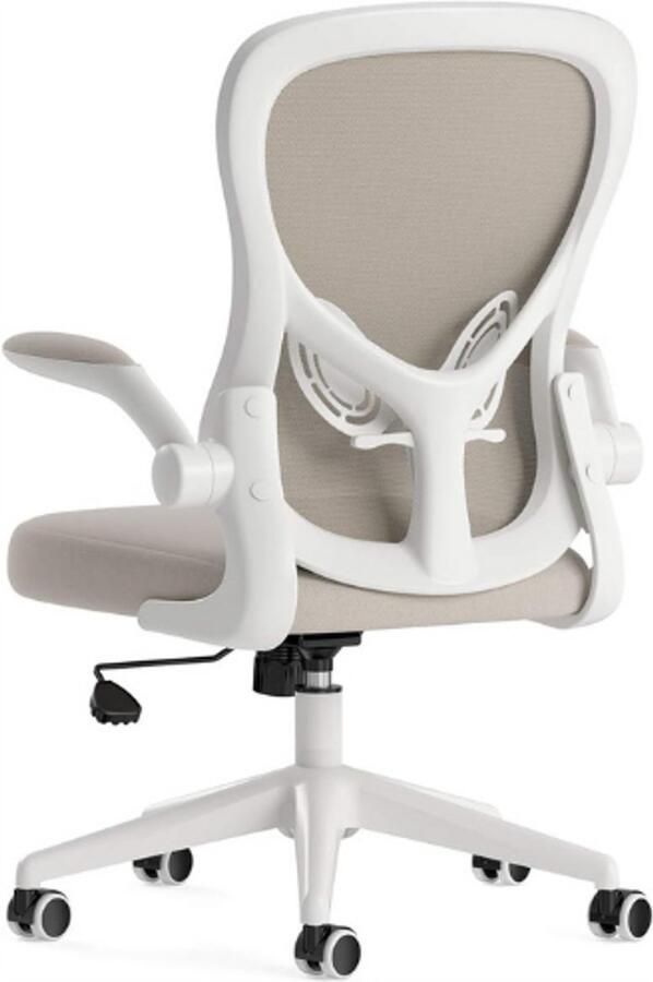 PEAM Ergonomische Bureaustoel Verstelbare Computerstoel Opklapbare Armleuningen Lumbale Ondersteuning Grijs