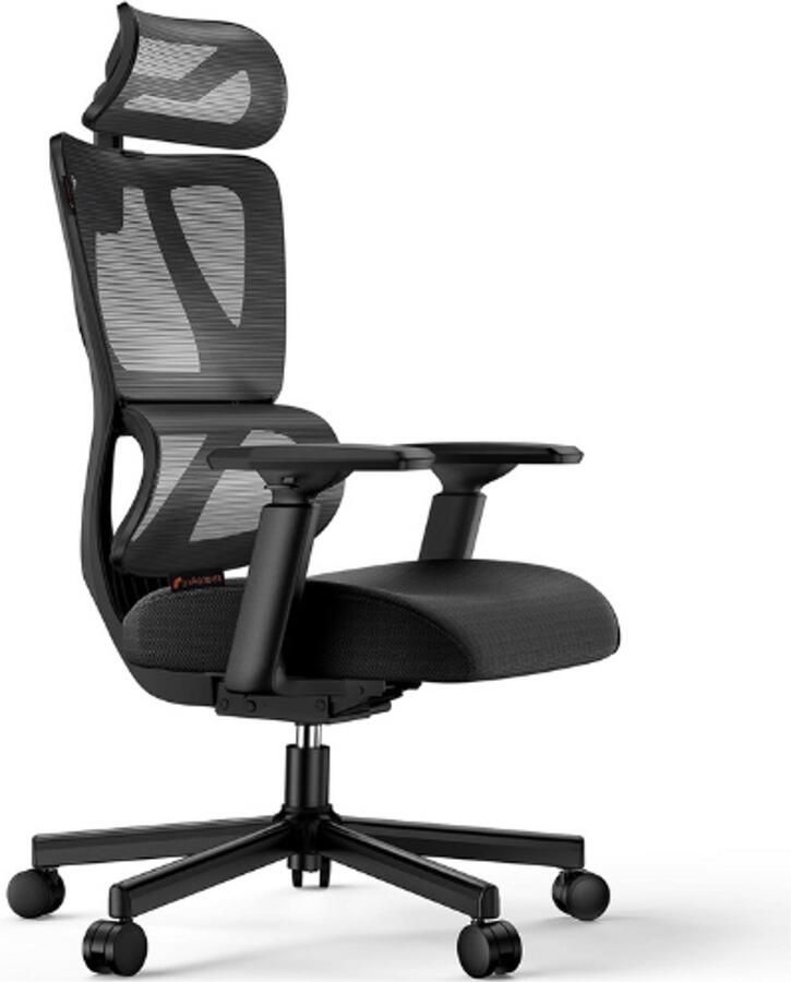 PEAM Ergonomische-Bureaustoel-EC100-Grote-Hoge-Computerstoel-Extra-Dik-Zadelkussen-Verstelbare-Hoofdsteun-Lendensteun-Armleuningen-Kantoor-Thuis-Zwart