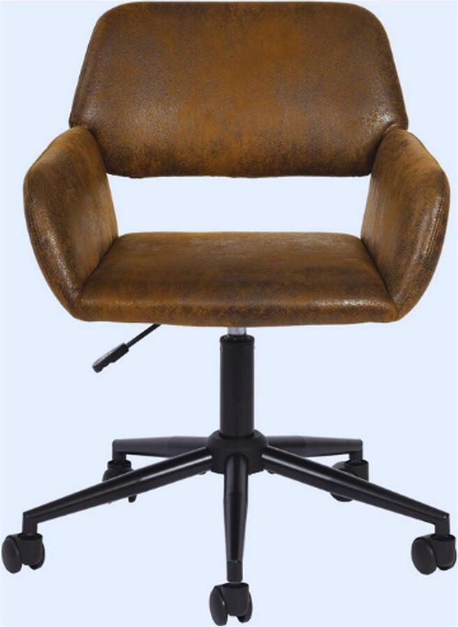 PEAM Bureaustoel In Hoogte Verstelbare Draaistoel Suède Bekleding Ergonomische Bureaustoel Met Armleuning Rolstoel Voor Thuis Kantoor Slaapkamer Werkkamer Bruin