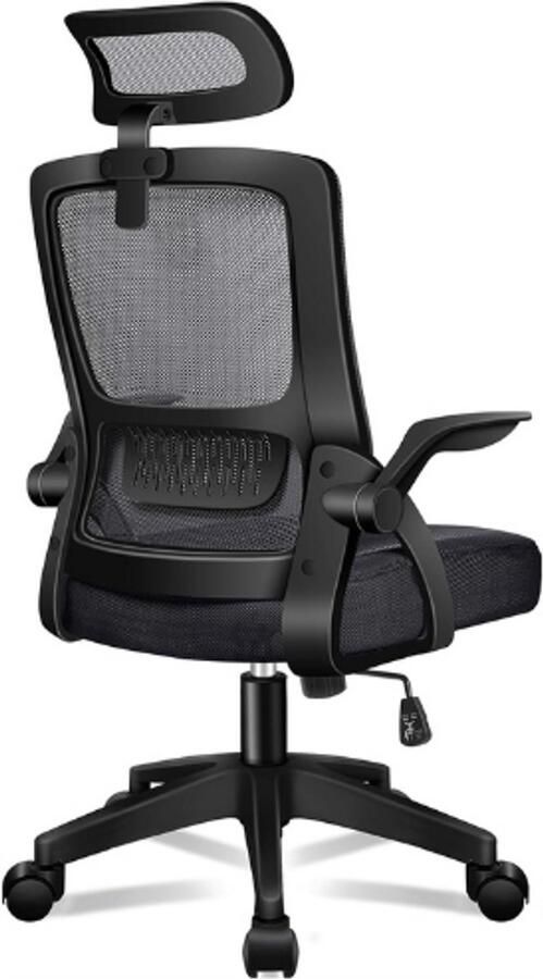 PEAM Ergonomische Bureaustoel Verstelbare Kantoorstoel 3D Lendensteun & Verstelbare Hoofdsteun Draaibare Computerstoel In Hoogte Verstelbaar Zwart