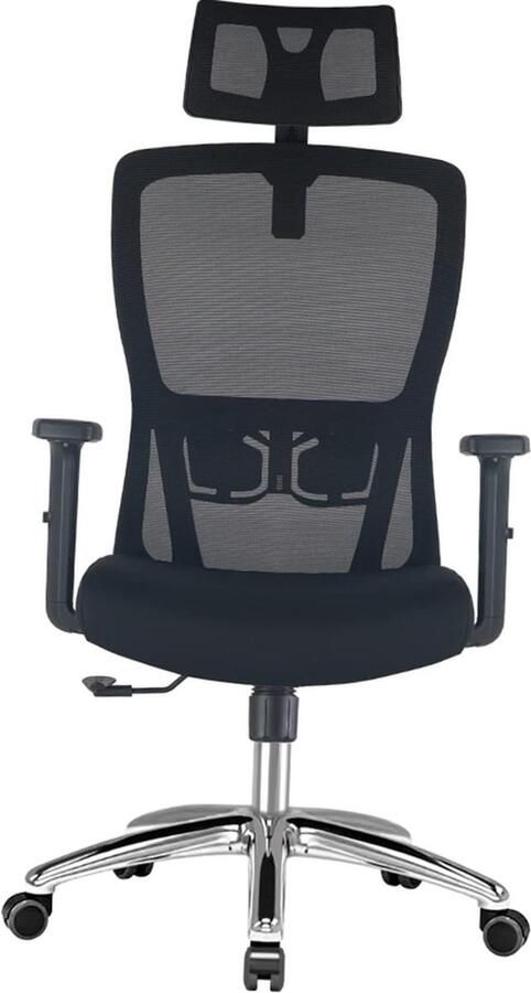 PEAM Ergonomische Bureaustoel met Verstelbare Hoofdsteun Lendensteun en Armleuningen Draaistoel met Hoge Rugleuning Kantelfunctie 90 130° Verstelbare Hoogte Zwart