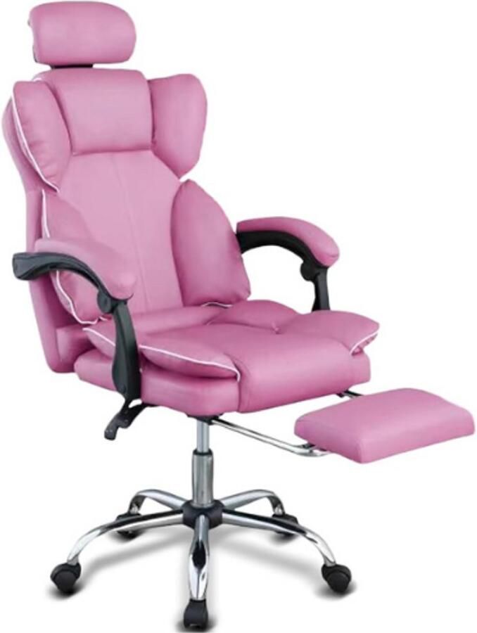 PEAM Ergonomische Bureaustoel Roze Gamingstoel Met 360° Draaibare Wielen Comfortabele Gevoerde Zitting Verstelbare Gasveer Verstelbare Rugleuning Stijlvolle Gaming Bureaustoel