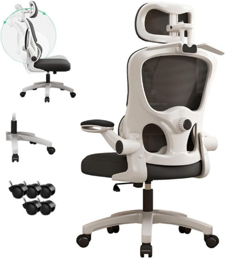 PEAM Ergonomische Bureaustoel Zwart Verstelbare Hoofdsteun Taillesteun En Zitdiepte Ademend Mesh Rugleuning Met Warmteafvoer Comfortabele Computerstoel Voor Thuis Of Kantoor