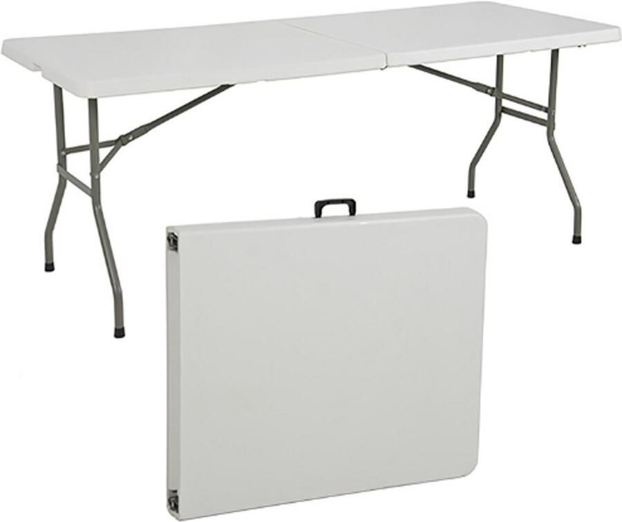 PEAM Evenementen Tafel Voor Tuin – Perfect Voor Camping Buffet Keuken – Salontafel Met Handvat – Ruimtebesparende Klaptafel (180 x 70 x 74 cm) – Wit