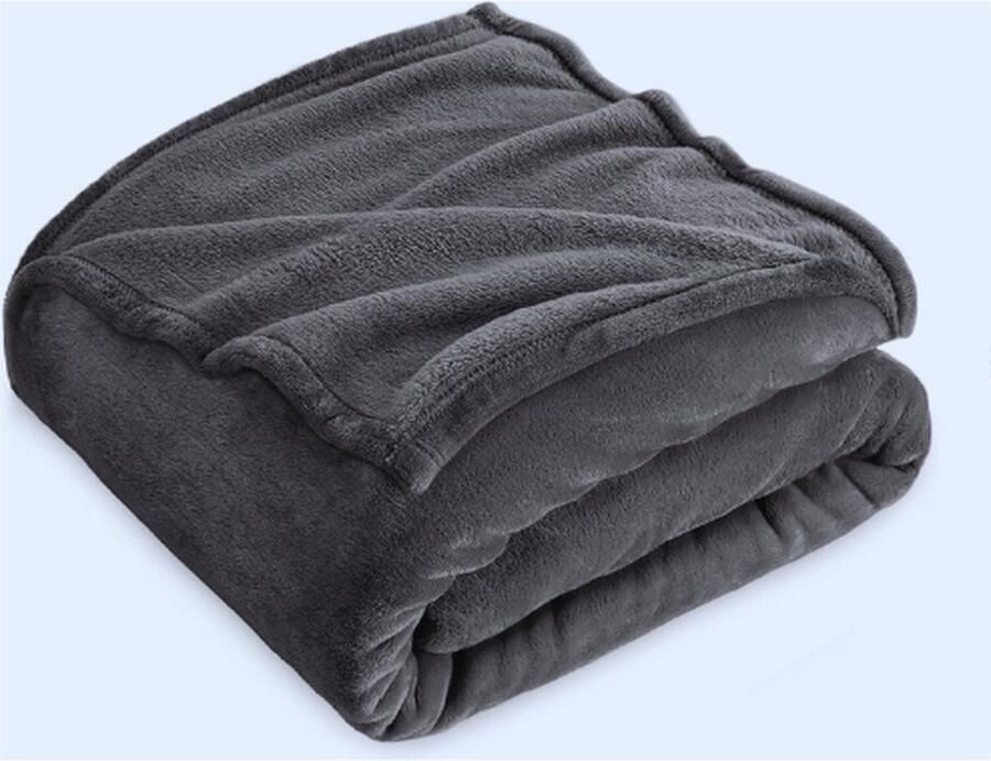 PEAM Fleece Deken Tweepersoons 230 x 270 cm Super Zachte Kinderflanel Bed Deken Donkergrijs