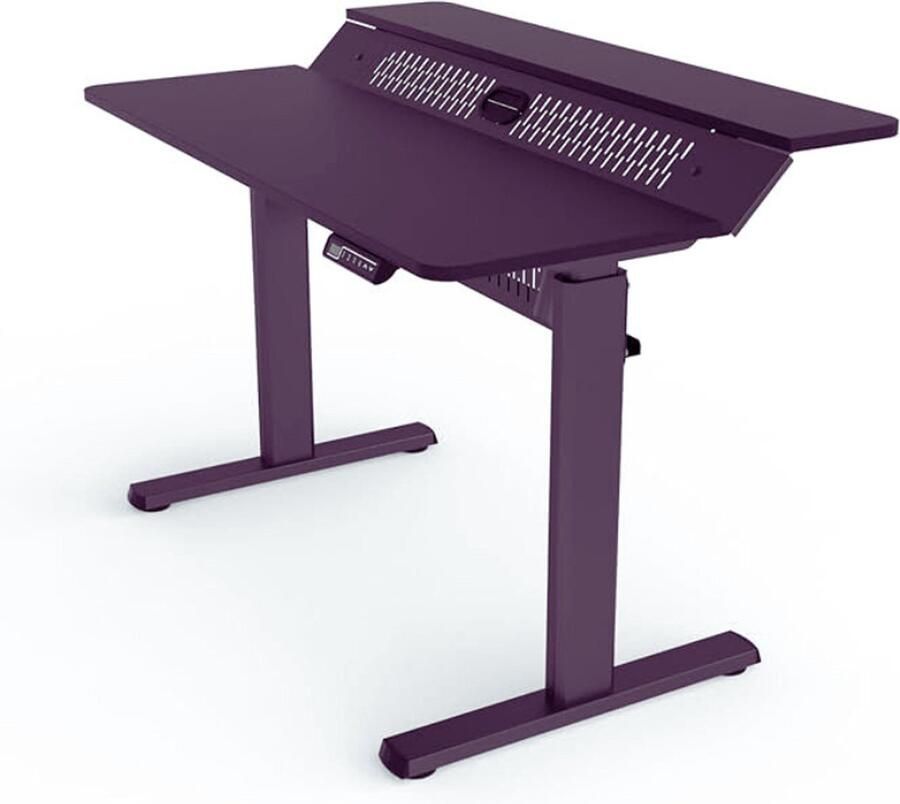 PEAM FOH Elektrisch In Hoogte Verstelbaar Bureau Gamingtafel Met 4 Hoogteverstellingen En 2 Tafelbladen (120x40 Cm En 120x20 Cm) Sta- En Computertafel Voor Kantoor Zwart