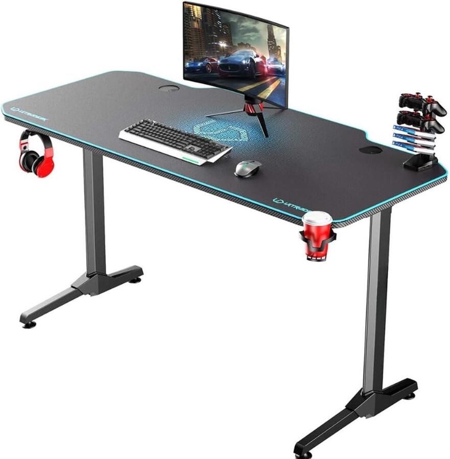 PEAM Gaming Tafel ZwartBlauw 140 x 75 x 66 cm