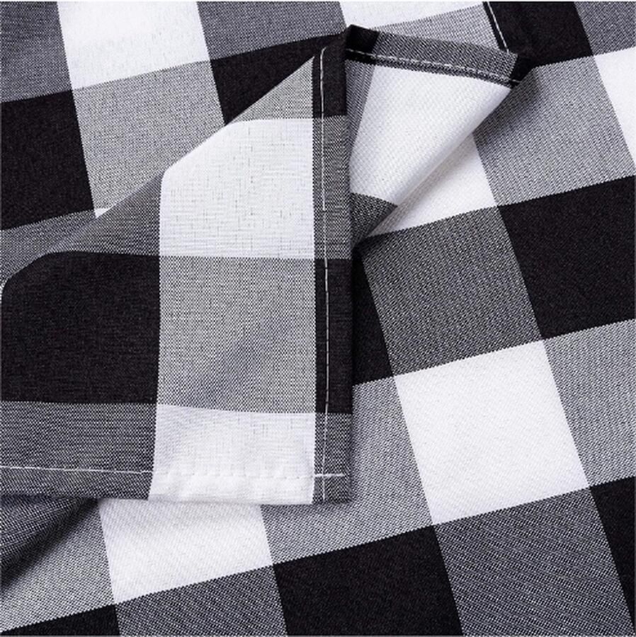 PEAM Geruit Tafelkleed Rechthoek Gingham Patroon Veeg Schoon Tafeldeksel Wasbare Rimpelbestendig Vlekbestendige Stof voor Barbecue Keuken 55 x 108 Inch Rechthoekig Zwart en Wit