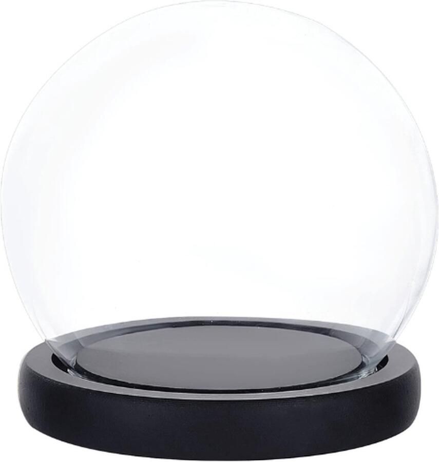PEAM Glazen Display Koepel Cloche Met Zwarte Houten Basis – Decoratieve Vitrine Koepelkast Wereldbol Miniatuur Vitrine Voor Planten Bloem Kerst Klei Vetplanten Feeënlichten Ambacht 11 X 11 5