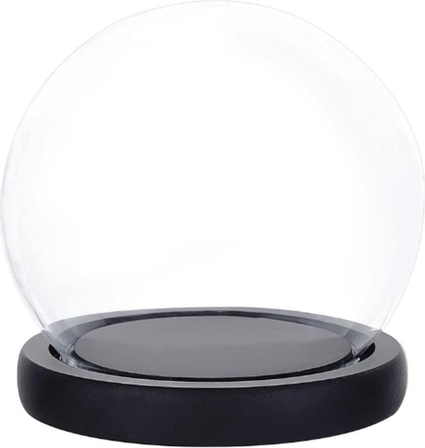 PEAM Glazen Display Koepel Cloche Met Zwarte Houten Basis Decoratieve Vitrine Koepelkast Wereldbol Miniatuur Vitrine Voor Planten Bloem Kerst Klei Vetplanten Feeënlichten Ambacht 11 x 11 5 cm