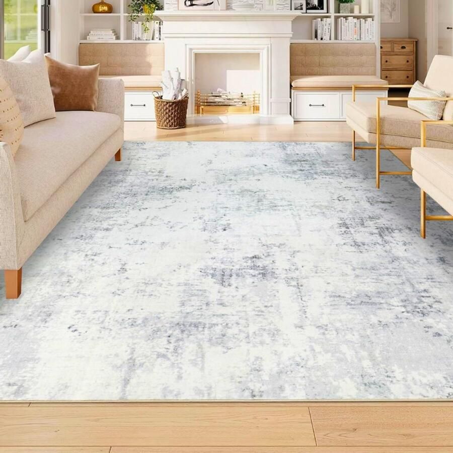 PEAM‎ Grijs Tapijt 122x170 cm – Wasbaar Abstract Vloerkleed – Klein Tapijt voor Woonkamer Slaapkamer Kinderkamer Eetkamer en Kantoor