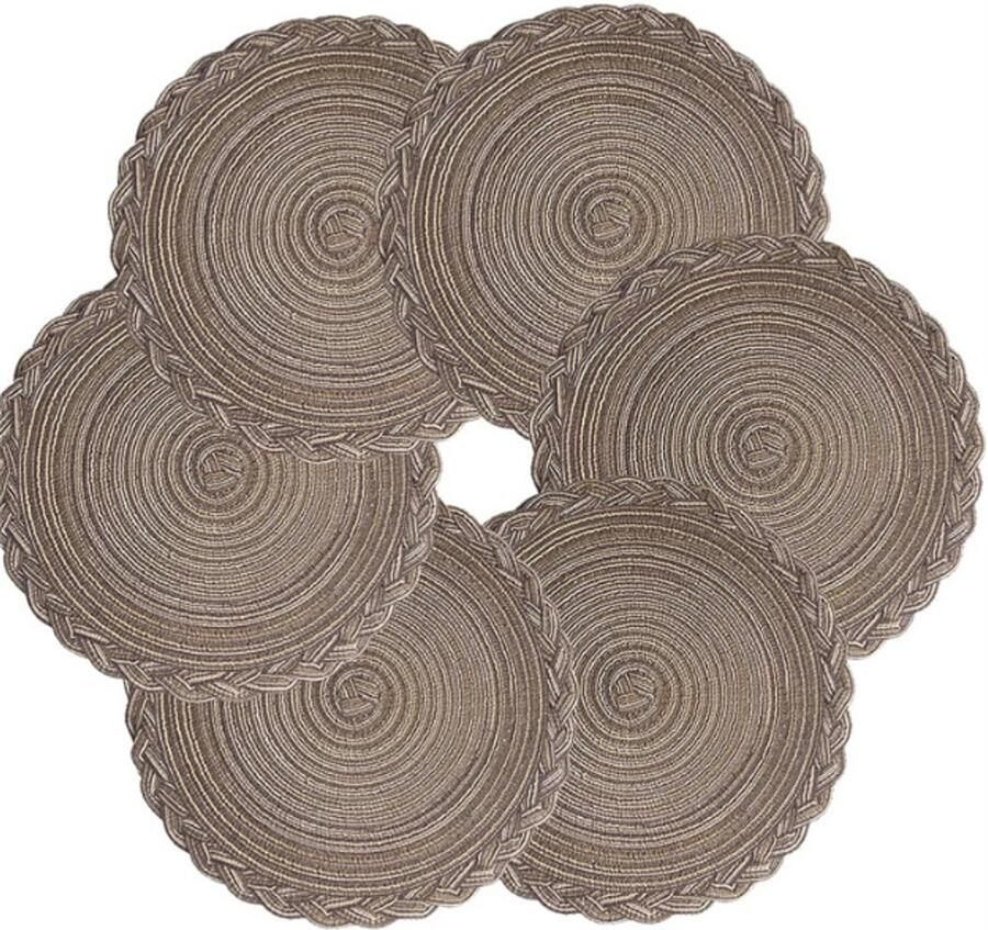 PEAM Hittebestendige Gevlochten Placemats Ronde Wasbare Tafelmatten Antislip Ramie Tafelaccessoires Handgeweven Europese Stijl Kanten Tafelmatten Voor Keuken Eettafel Decoratie