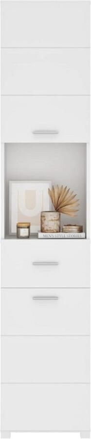 PEAM Hoge Badkamerkast Smal Met 2 Deuren-En 1 Lade Witte Badkast Van 180 Cm Vrijstaand Opbergmeubel 37x30x180 Cm Voor Badkamer-Hal-Keuken