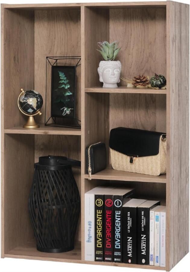 PEAM Houten Plank Kubuskast Boekenkast Kast Open Kast Modulair Design Kantoor Woonkamer Slaapkamer Basic Storage Shelf CX-23C AsBruin