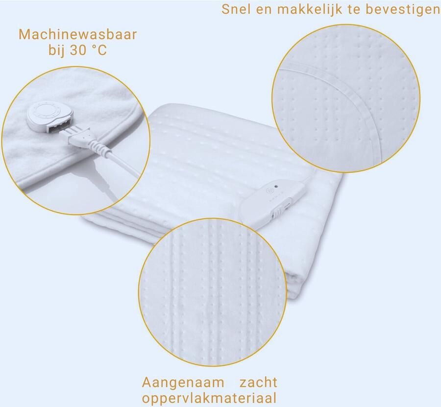 PEAM HU 674 Elektrische Onderdeken 150 x 80 cm Automatische Uitschakeling Oververhittingsbeveiliging 4 Temperatuurstanden Wasbaar Matrasverwarmer Voor Standaard Matrassen - Foto 2