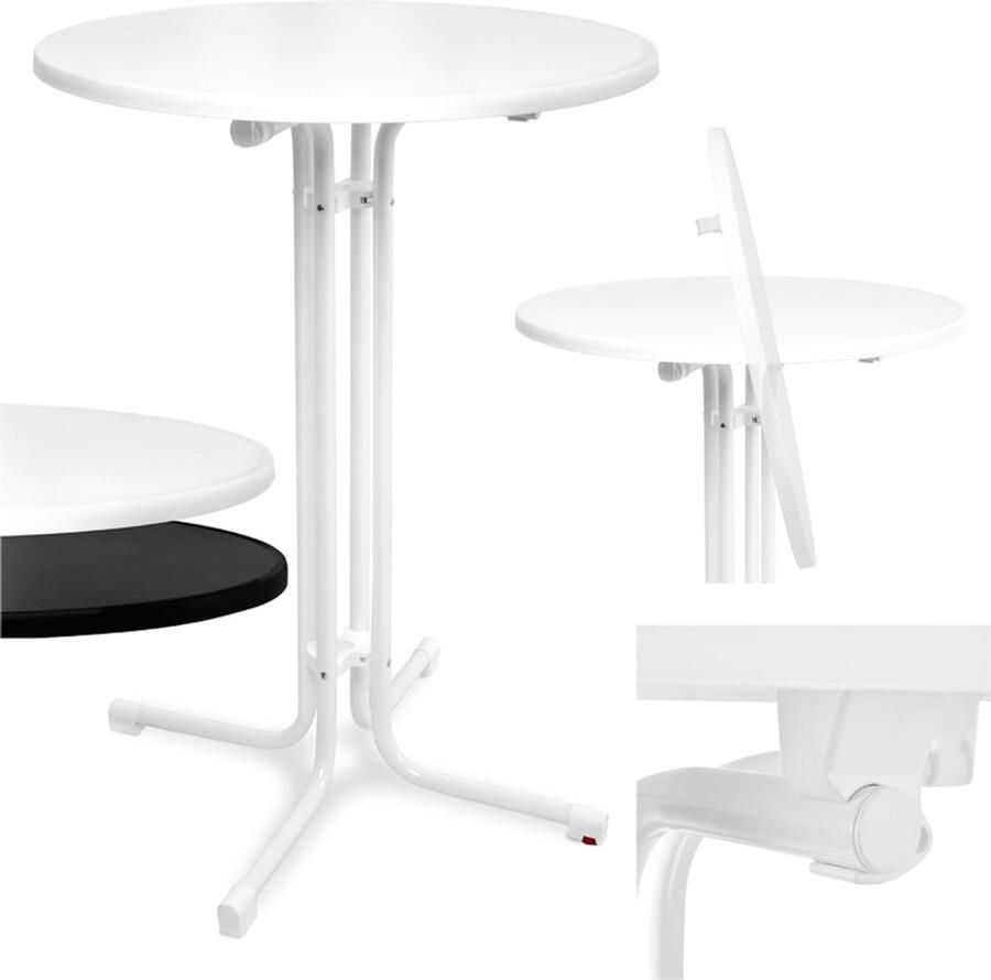 PEAM Inklapbare Statafel Bellini Ø70 Cm Stevige Weerbestendige Bistrotafel Verstelbare Hoogte & Krasbestendig Rond Wit
