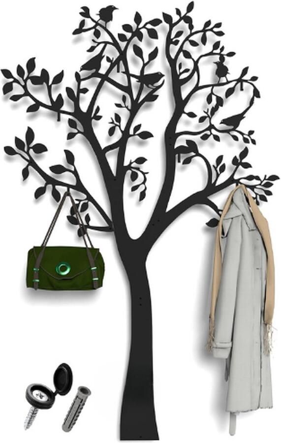 PEAM Kapstok Wandmontage 170X107Cm Hal Opslag Voor Kleding Metalen Kapstok 7 Stuks Zwarte Opslag Kapstok Kledingrek Voor Keuken Kinderkamer Badkamer Jashanger Weerbestendig