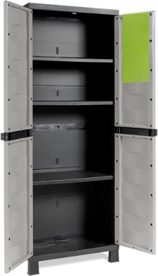 PEAM Kast Voor Buiten En Binnen Polypropyleen Opbergkast Met 2 Deuren UV-Bestendig En Verstelbaar Tuinkast Voor Balkon Badkamer Of Kantoor