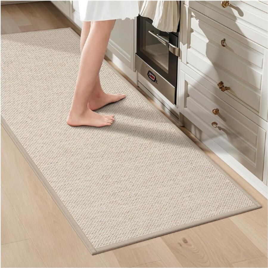 PEAM Keukenmat 43x150cm Anti-Slip Keukentapijt Wasbare Keukenloper Comfortabele Absorberende Keukenmat Voor Keuken Woonkamer Kantoor Beig