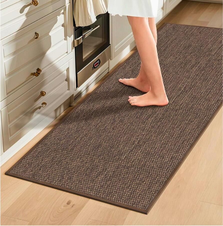PEAM Keukenmat 43x200 cm – Antislip Wasbare Keukenloper – Comfortabel en Absorberend – Voor Keuken Woonkamer en Kantoor – Bruin