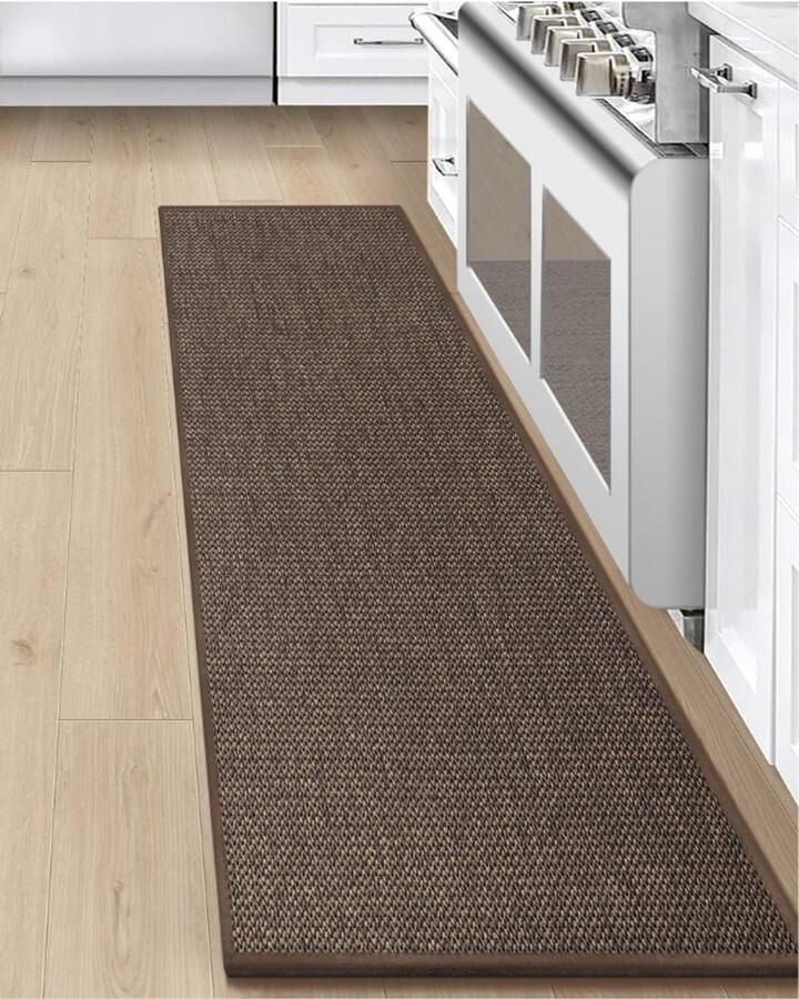 PEAM Keukenmat 43x200cm Anti-Slip Keukentapijt Wasbare Keukenloper Comfortabele Absorberende Mat Voor Keuken Woonkamer Kantoor Bruin