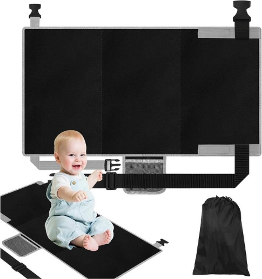 PEAM Kindervliegtuig Voetensteun Opvouwbare Voetensteun Vliegtuig Verstelbare Stoelafdekking Voetsteun Hangmat Voor Korte Vliegreizen Zwart