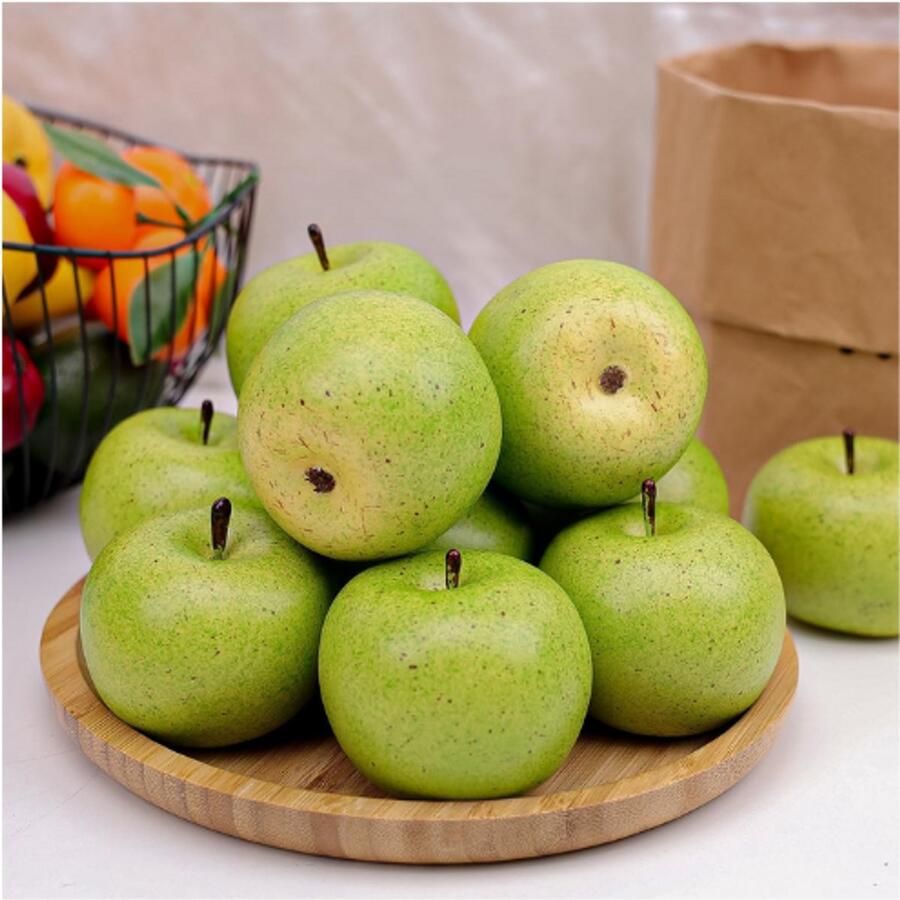 PEAM Kunstfruit Groen Appel 6 Stuks Levensechte Nep Appels Decoratief Fruit Voor Keuken Kabinet Tafel Woonaccessoires Huisdecoratie