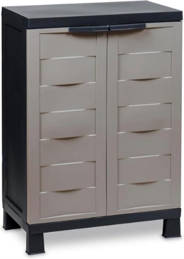 PEAM Lage Opbergkast Voor Binnen En Buiten Kunststof Kast Met 2 Deuren UV-Bestendig En Verstelbaar Voor Tuin Balkon Badkamer Kantoor