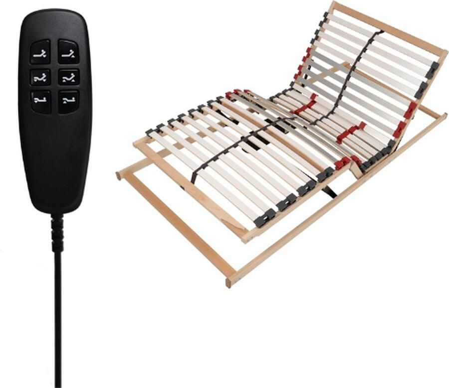 PEAM Lattenbodem 90 x 200 cm Super Lux MOT Elektrisch Verstelbaar Kant-en-Klaar Gemonteerd 7 Zones Voor Alle Matrassen Hoogte 7 cm Lattenbodem Geproduceerd in Duitsland