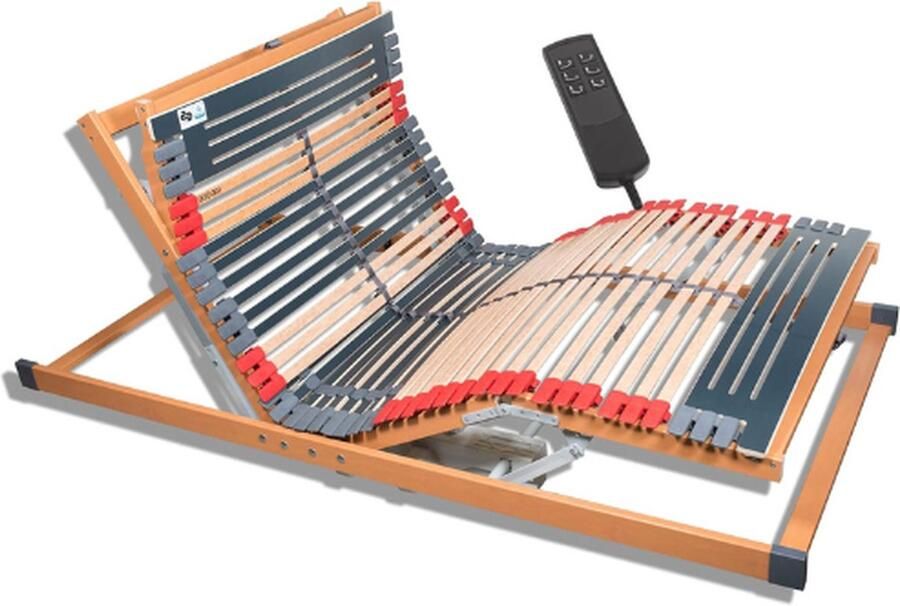 PEAM Rhodos EL 23-0002 Lattenbodem Met 7 Zones Hoofd- En Voeteneinde Elektrisch Verstelbaar 44 Latten Lattenbodem Met Middenband 90 X 200 Cm
